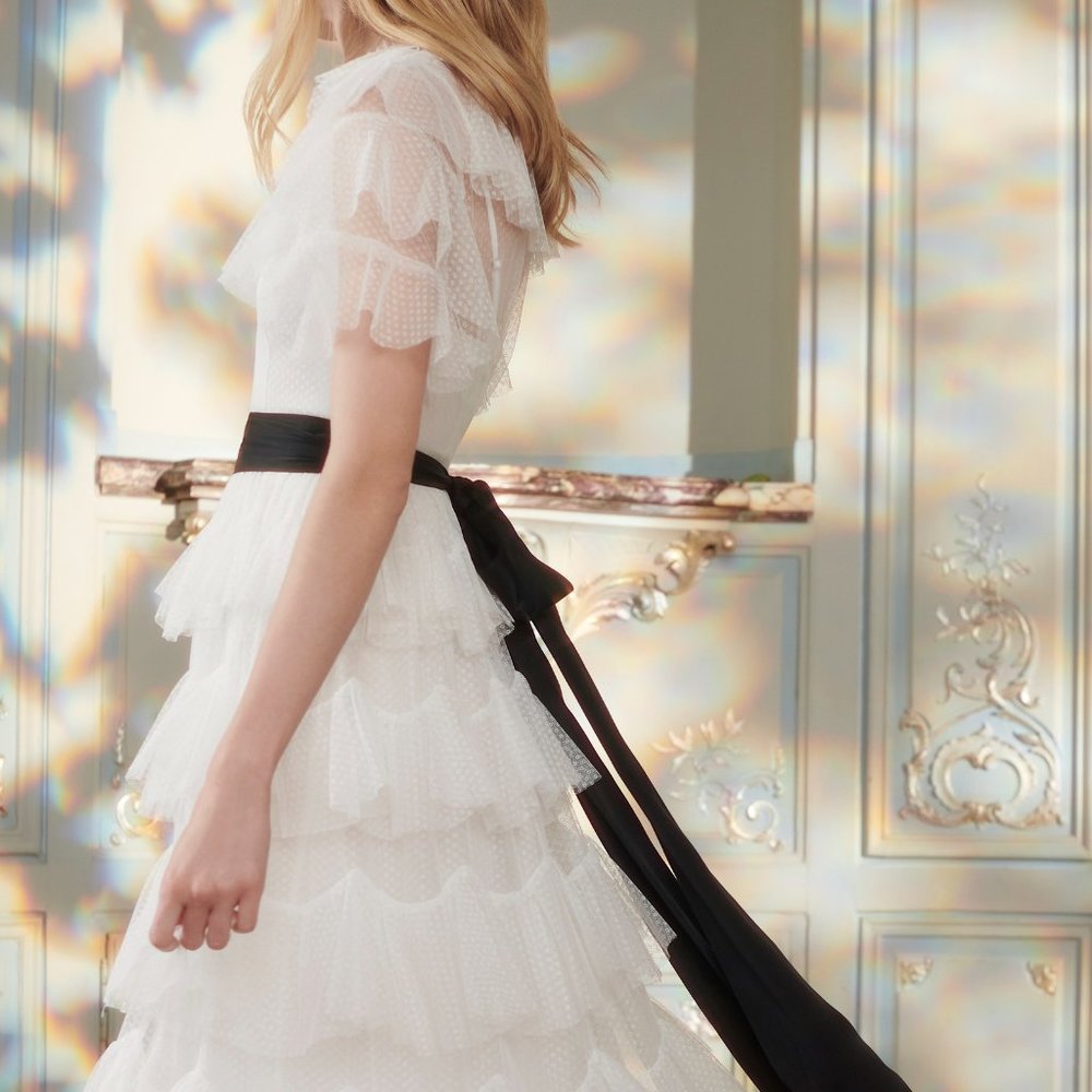 Scallop Tulle Ruffle Gown